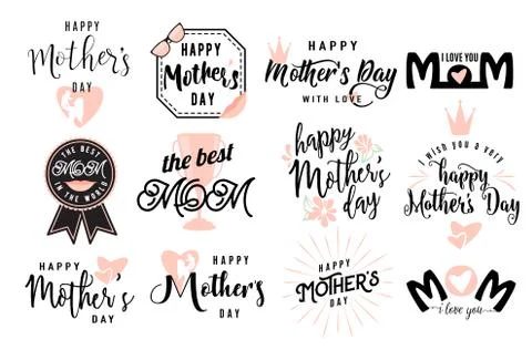 Vector illustration of logo set emblem for mother day greeting Illustrazione stock