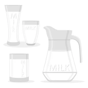 Vector illustration logo for set white milk in glass Stock Illustration