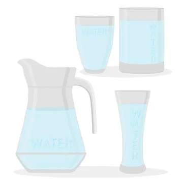 Vector illustration logo for set white water in glass Stock Illustration
