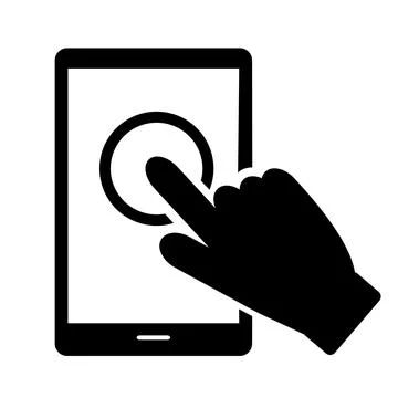 Vector illustration, logo, touch screen icon and finger tap. Illustrazione stock