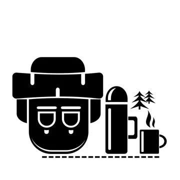 Vector illustration, logo, tourist backpack icon Stock Illustration