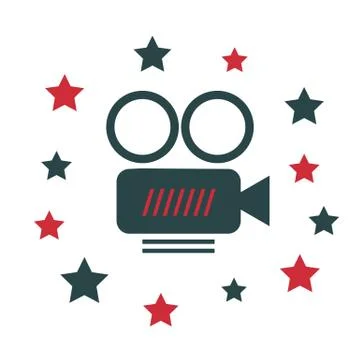 Vector illustration of logo, video camera icons in black. Stock Illustration