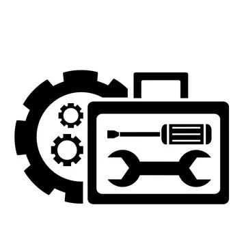 Vector illustration, logo, web icon. A gear, a wrench and a screwdriver. Stock Illustration
