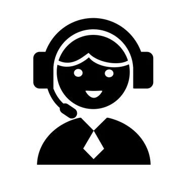 Vector illustration, logo, web icon of a man in headphones, a support service op Stock Illustration