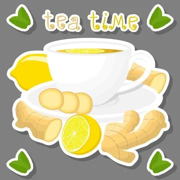 Vector illustration logo for white ceramic cup tea Stock Illustration