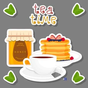 Vector illustration logo for white ceramic cup Stock Illustration