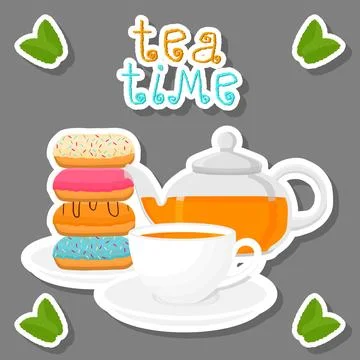 Vector illustration logo for white ceramic cup Stock Illustration
