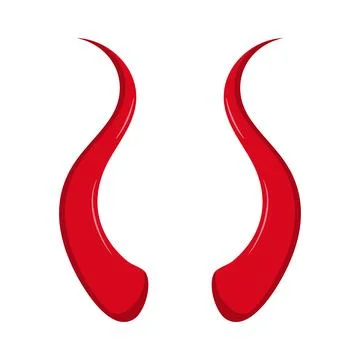 Vector illustration of long red devil horns. Stock Illustration