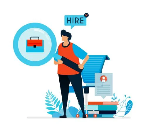 Vector illustration of looking for workers. We're hiring sign for job seekers Stock Illustration