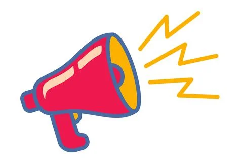 Vector illustration of loudspeaker in flat style. Retro icon of megaphone. Stock Illustration