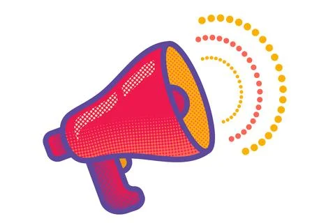 Vector illustration of loudspeaker in flat style. Retro icon of megaphone. Stock Illustration