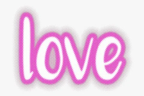 Vector illustration love text. Halftone texture Stock Illustration
