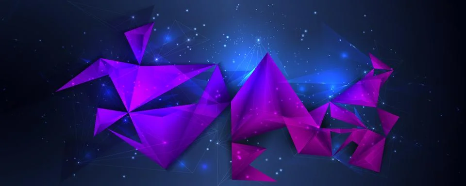 Vector illustration of a low poly, polygonal 3d design with colored triangles Stock Illustration