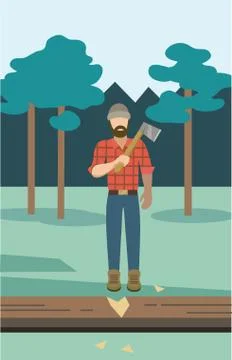 Vector illustration with lumber in the forest. Vector illustration of forestry Stock Illustration