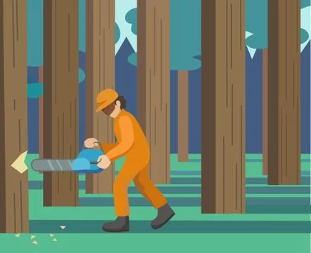 Vector illustration with lumber in the forest. Vector illustration of forestry Stock Illustration