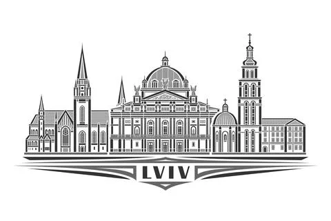 Vector illustration of Lviv Stock Illustration