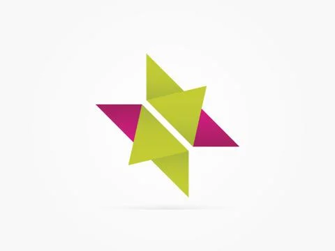 Vector Illustration M W origami six star logo Stock Illustration