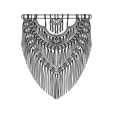 Vector illustration of macrame mural in boho style. Illustrazione stock