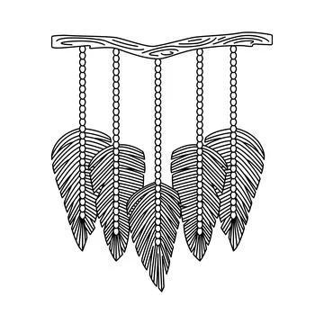 Vector illustration of macrame mural in boho style. Stock-Illustration