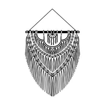 Vector illustration of macrame mural in boho style. Simple style Illustrazione stock