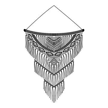 Vector illustration of macrame mural in boho style. Simple style Stock Illustration