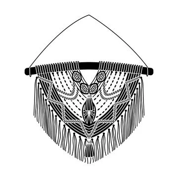 Vector illustration of macrame mural in boho style. Simple style Stock Illustration