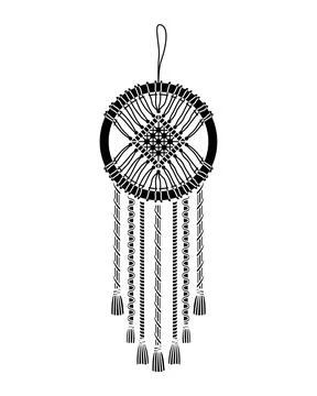 Vector illustration of macrame mural in boho style. Simple style Stock Illustration