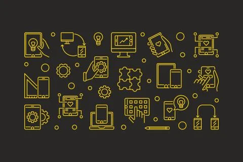 Vector illustration made with smartphone outline icons イラスト素材