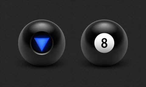 Vector illustration Magic 8 ball set. Eight. Isolated on a transparent black Stock Illustration