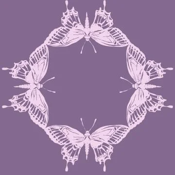 Vector illustration with magic hand drawn butterfly Illustrazione stock