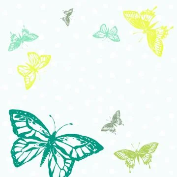Vector illustration with magic hand drawn butterfly Stock Illustration