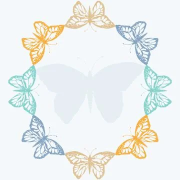 Vector illustration with magic hand drawn butterfly Illustrazione stock