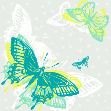 Vector illustration with magic hand drawn butterfly Illustrazione stock