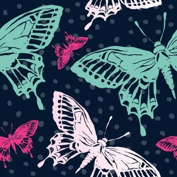 Vector illustration with magic hand drawn butterfly Stock Illustration