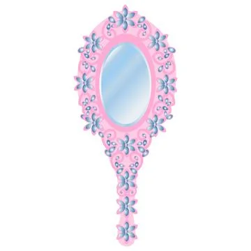 Vector illustration of the magic hand mirror of the princess in pink and blue Stock Illustration