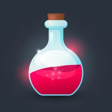 Vector Illustration Magic Potion Bottle with Red Liquid Stock Illustration
