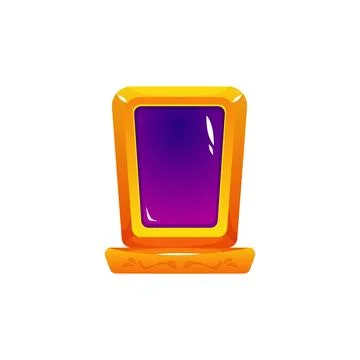 Vector illustration of a magical golden mirror in cartoon style with beautiful Stock Illustration