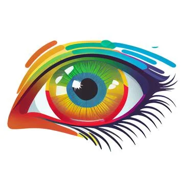 Vector illustration of make up in rainbow colors on eye Stock Illustration