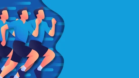 Vector Illustration of Male Runners Participating in a Marathon Race. Stock Footage 344596983