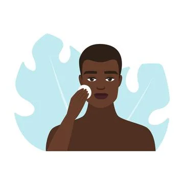Vector Illustration of a Man Cleansing Face Stock Illustration