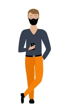 Vector illustration of man concept wearing protective mask for prevent virus Stock Illustration