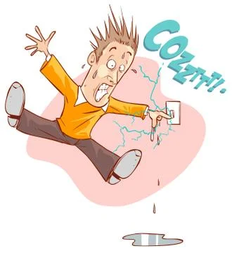 Vector illustration of a man with an electric shock Illustrazione stock