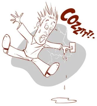 Vector illustration of a man with an electric shock Illustrazione stock