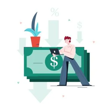 Vector illustration of a man getting a personal loan. Ilustração Stock