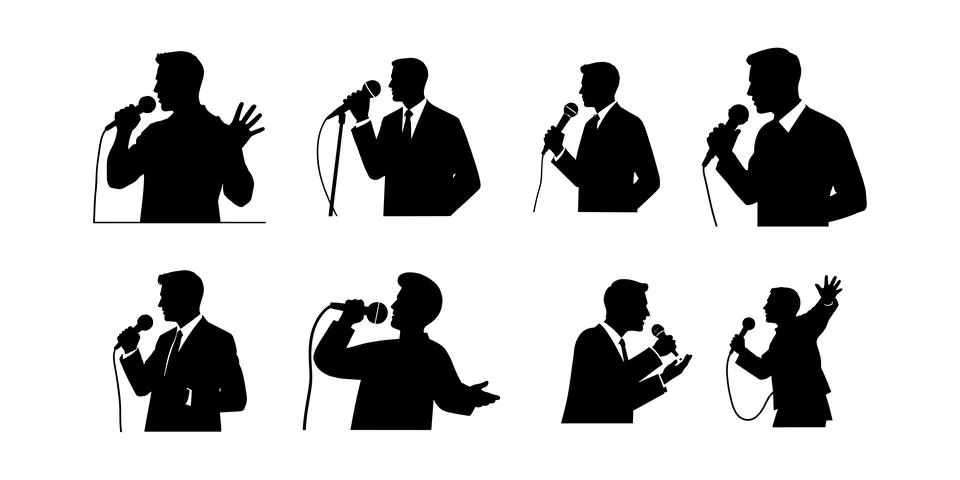 Vector illustration of a man giving a speech silhouette Stock Illustration