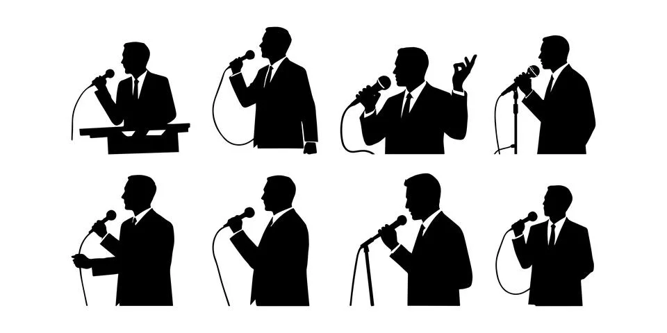 Vector illustration of a man giving a speech silhouette Stock Illustration