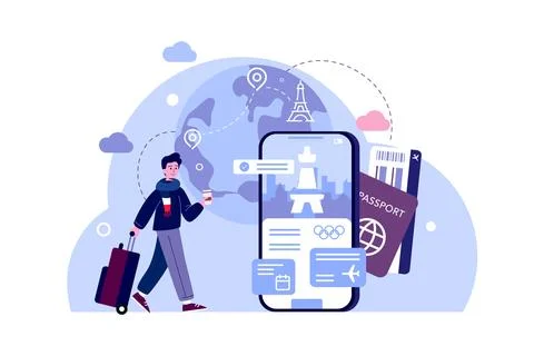 Vector illustration of a man is going to a sporting event in Paris Stock-Illustration