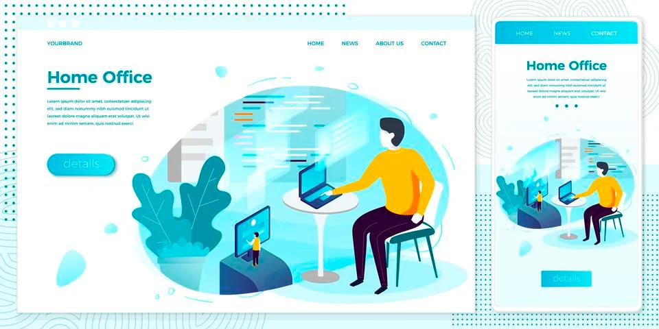 Vector  illustration  - man with notebook, easely working with code Stock Illustration