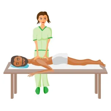 Vector illustration of man pampering herself by enjoying day spa massage, bac Stock-Illustration