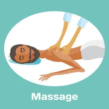 Vector illustration of man pampering herself by enjoying day spa massage, bac Stock Illustration